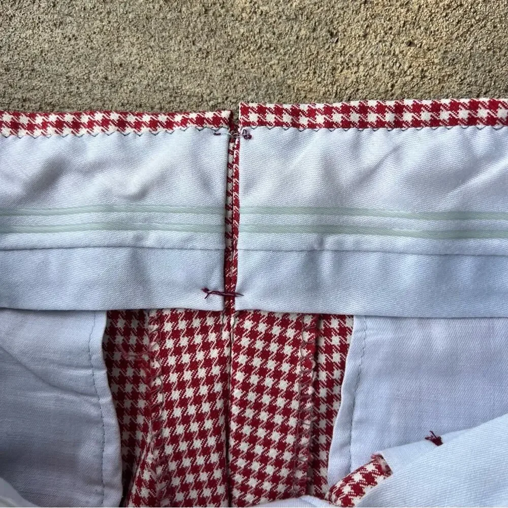 Vintage 60s 70s red white houndstooth cuffed dress slacks MEDIUM?